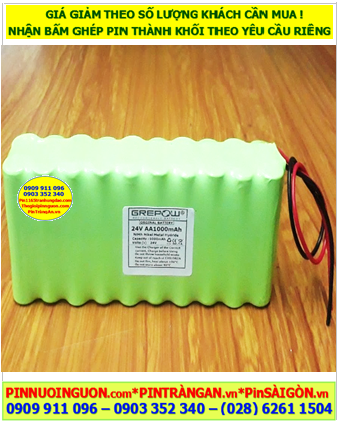 Pin nuôi nguồn 24v-AA1000mAh, Pin sạc NiMh 24v-AA1000mAh, Pin công nghiệp chất lượng cao GREPOW 24v-AA1000mAh